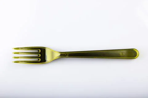 Plastic cutlery, colored fork, suitable for travel Stock Photos