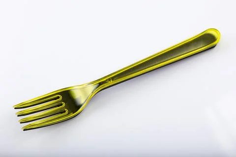 Plastic cutlery, colored fork, suitable for travel Stock Photos