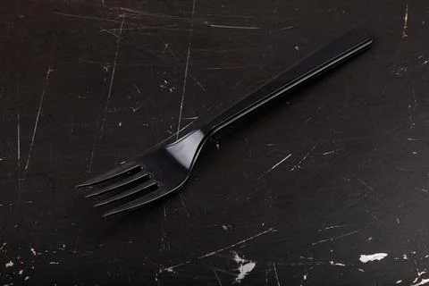 Plastic cutlery, colored fork, suitable for travel Stock Photos