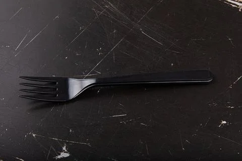 Plastic cutlery, colored fork, suitable for travel Stock Photos