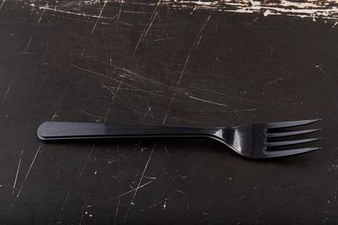 Plastic cutlery, colored fork, suitable for travel Stock Photos