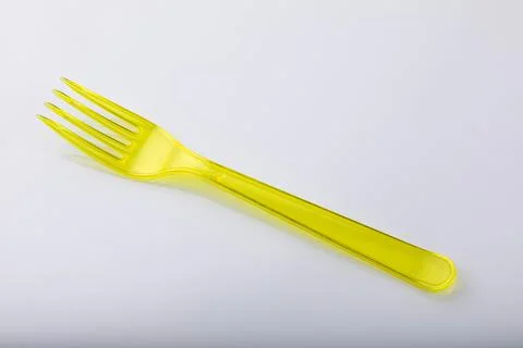 Plastic cutlery, colored fork, suitable for travel Stock Photos