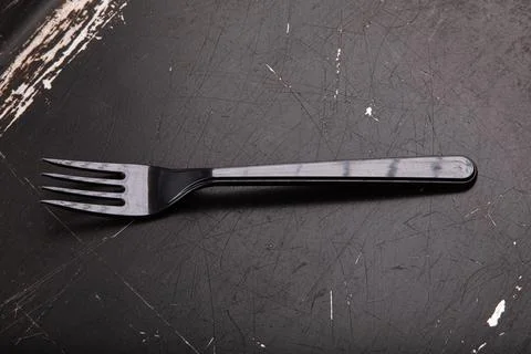 Plastic cutlery, colored fork, suitable for travel Stock Photos