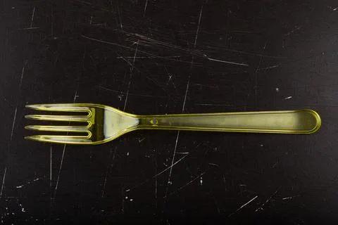 Plastic cutlery, colored fork, suitable for travel Stock Photos