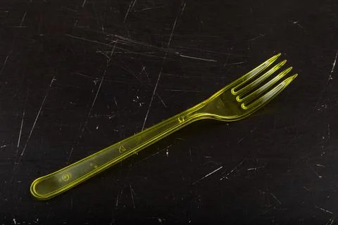 Plastic cutlery, colored fork, suitable for travel Stock Photos