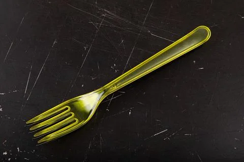 Plastic cutlery, colored fork, suitable for travel Stock Photos