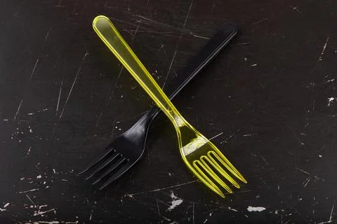 Plastic cutlery, colored fork, suitable for travel Stock-Fotos