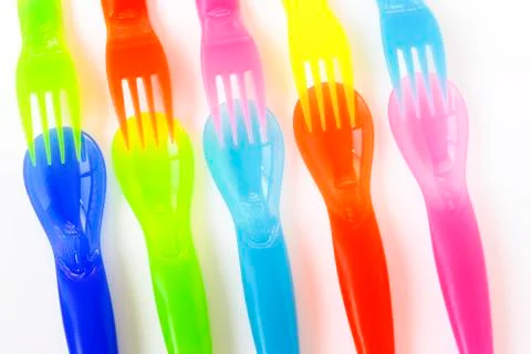 Plastic cutlery Stock Photos