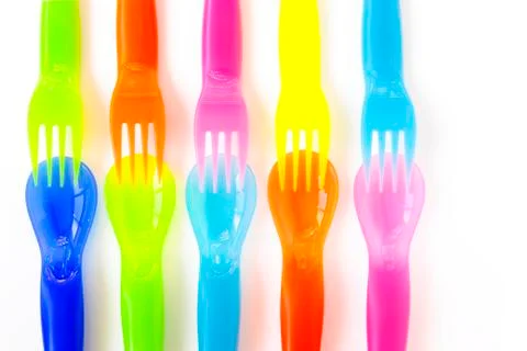 Plastic cutlery Stock Photos