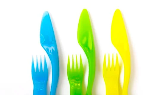 Plastic cutlery Stock Photos