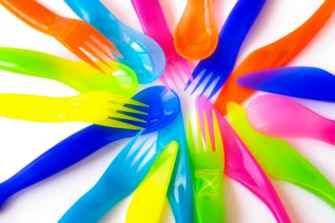 Plastic cutlery Stock Photos