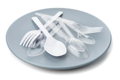 Plastic cutlery Stock Photos
