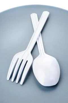 Plastic cutlery Stock Photos