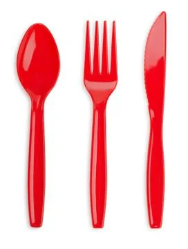 Plastic cutlery Stock-Fotos