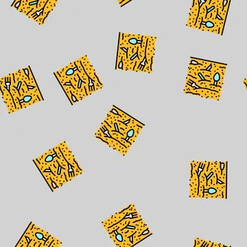 Plastic cutlery scattered on sand vector seamless pattern Stock Illustration