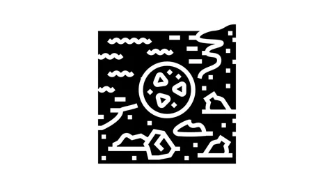 Plastic debris on beach microplastics glyph icon animation Stock Footage 326140161