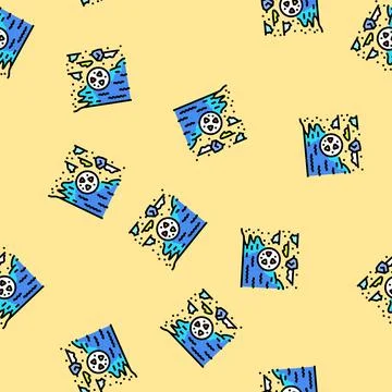 Plastic debris on beach microplastics vector seamless pattern Stock Illustration