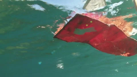 Plastic debris floats at the surface of the ocean. Video stock 274035248