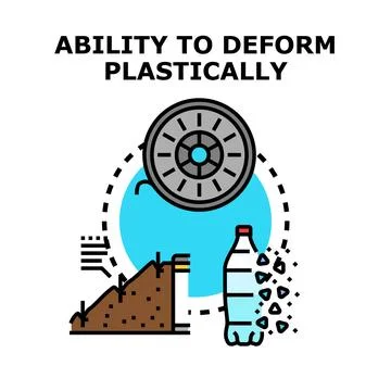 Plastic deformation ability of material and waste recycling process Stock Illustration