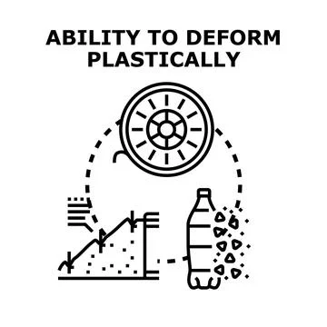 Plastic deformation ability of material and waste recycling process Stock Illustration