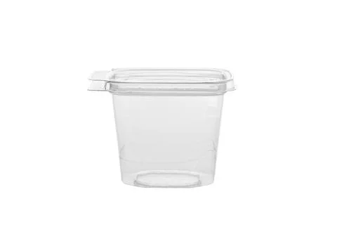 Plastic dessert box square shape disposable isolated on white background Stock Photos