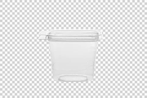 Plastic dessert box square shape disposable isolated on transparent backgroun Foto stock