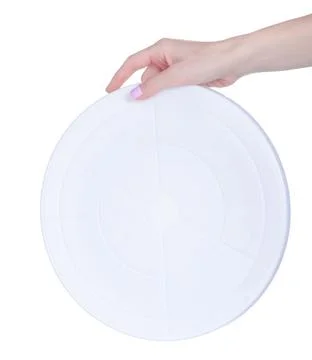 Plastic dessert cake stand in hand Stock Photos