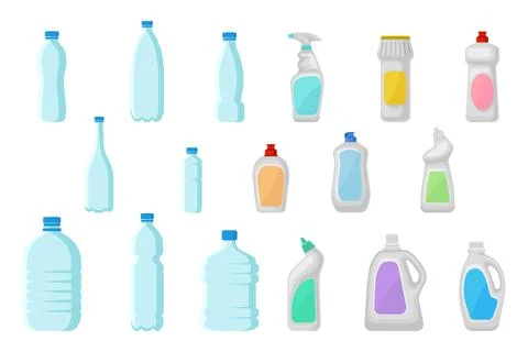 Plastic Detergent Bottle with Cleaning Liquid as Domestic Disinfectant for Illustrazione stock