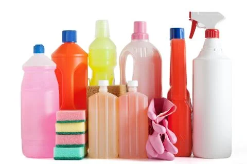 Plastic detergent bottles Stock Photos
