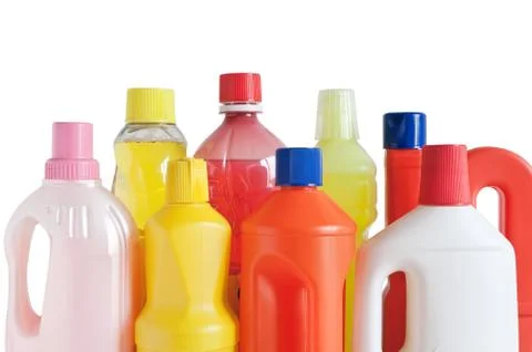 Plastic detergent bottles Stock-Fotos