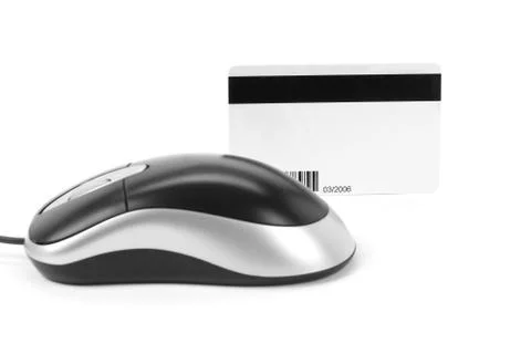 Plastic Digital Data Card and computer mouse Foto stock