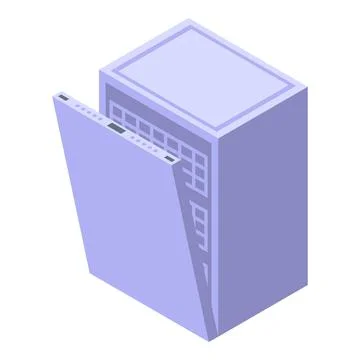 Plastic dishwasher icon isometric vector. Kitchen repair Stock Illustration