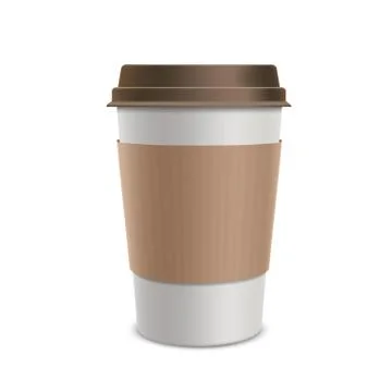 Plastic disposable cups of coffee. Design packaging. Isolated on Stock Illustration