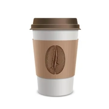 Plastic disposable cups of coffee. Design of the packaging. Isol Stock-Illustration