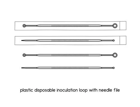 Plastic disposable inoculation loop with needle file diagram for experiment setu Stock Illustration
