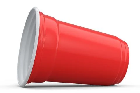 Plastic disposable party cup for juice, fresh, beer on white background. Stock Illustration