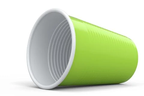 Plastic disposable party cup for juice, fresh, beer on white background. Stock Illustration