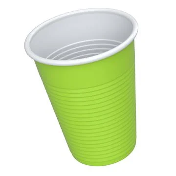 Plastic disposable party cup for juice, fresh, beer on white background. Stock Illustration