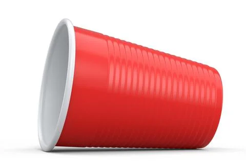 Plastic disposable party cup for juice, fresh, beer on white background. Stock Illustration