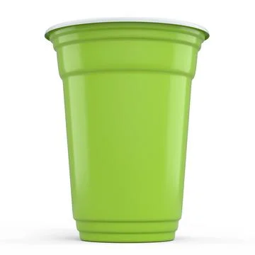 Plastic disposable party cup for juice, fresh, beer on white background. Stock Illustration
