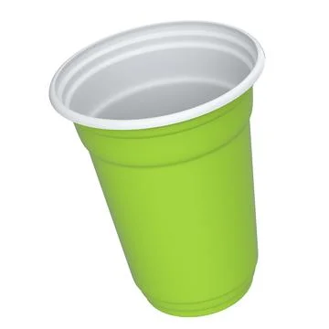 Plastic disposable party cup for juice, fresh, beer on white background. Stock Illustration