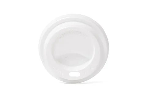 Plastic disposable top coffee cap lid isolated on white. Blank white disposable Stock-Illustration