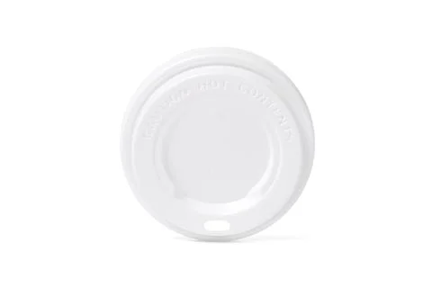 Plastic disposable top coffee cap lid isolated on white. Blank white disposable Stock Illustration