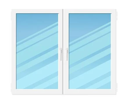 Plastic double casement window isolated on white background Stock Illustration