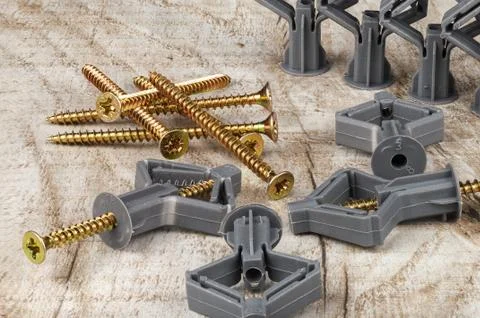 Plastic dowel with mounting screw 스톡 사진