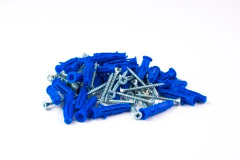 Plastic dowel with screws for bricks. Foto stock