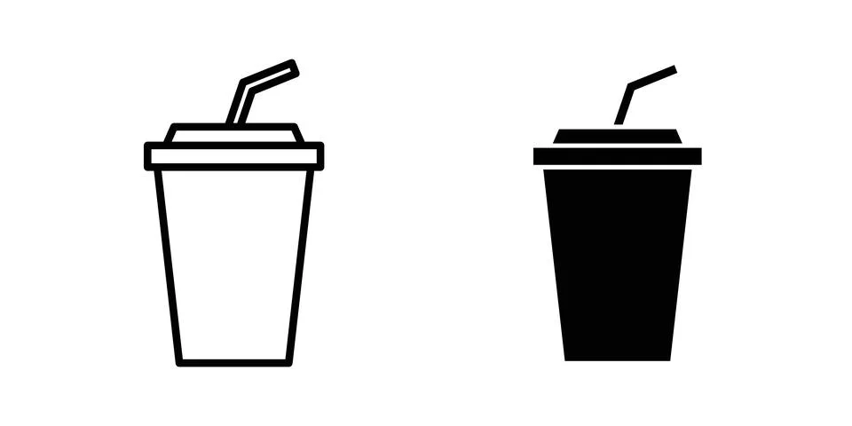 Plastic drinking cup icon set. Vector EPS 10 Stock Illustration