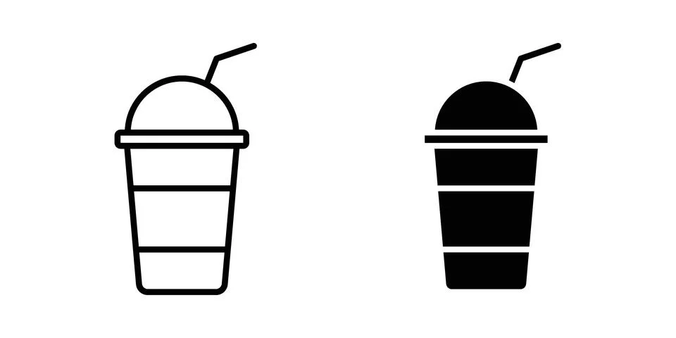 Plastic drinking cup icon set, collection of vector icons Stock Illustration