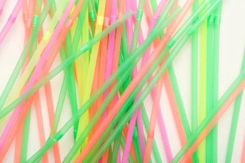 Plastic drinking straws, Single use plastic straw Stock Photos