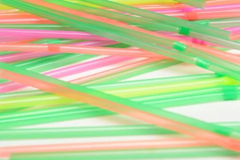 Plastic drinking straws, Single use plastic straw Stock Photos